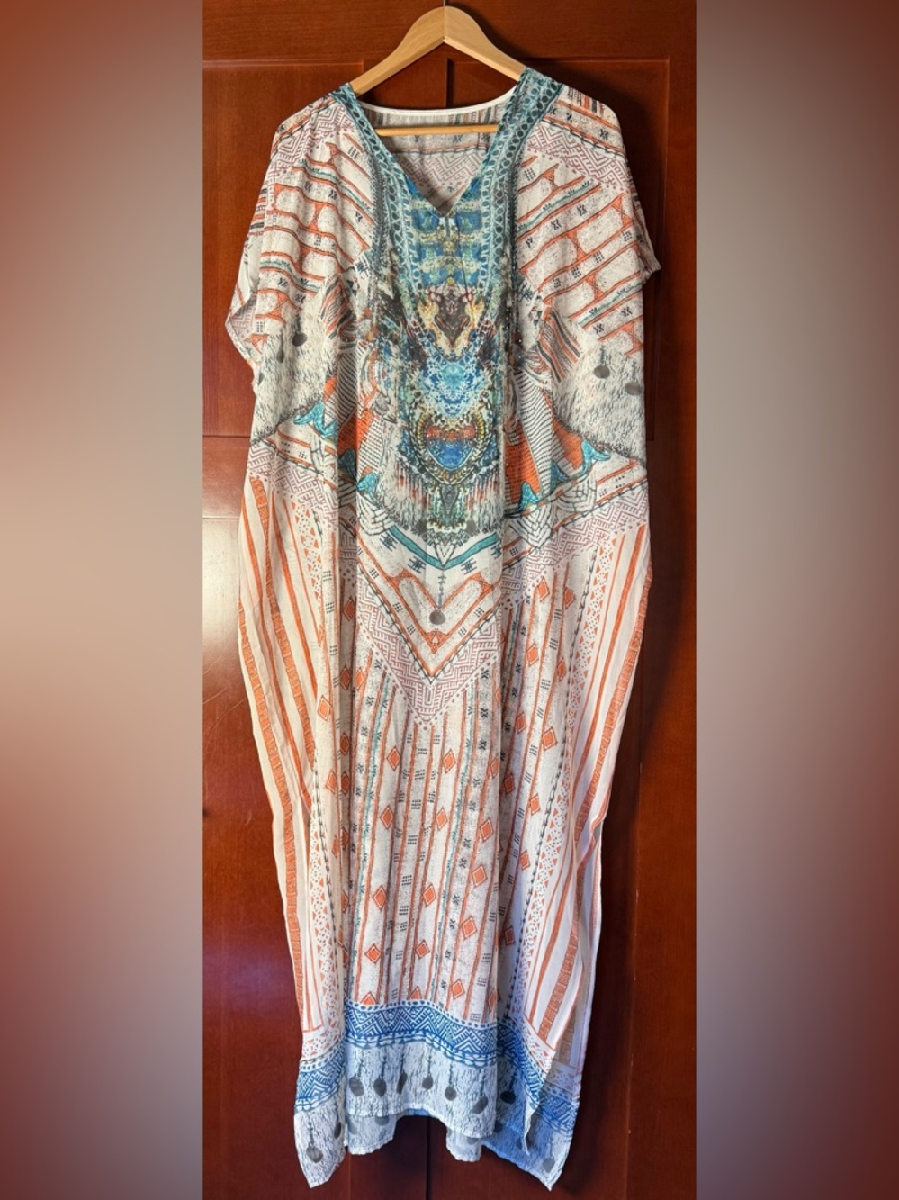 Desert Boho Sheer Chiffon Cover Up With Rhinestones One Size